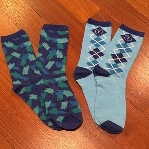 Patterned Blue and Green Socks Set